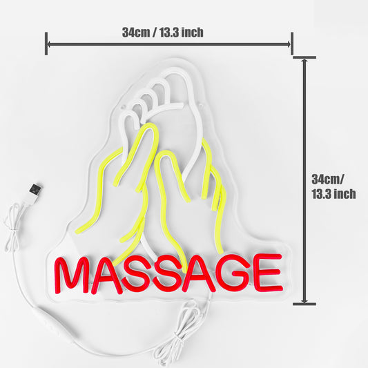 Foot Massage Neon Sign for Massage Room Wall Decor, Spa Decor for Massage Business Window, Massage Essentials Lamp, Massage Decor for Business, LED Neon Light Business Sign for Wall