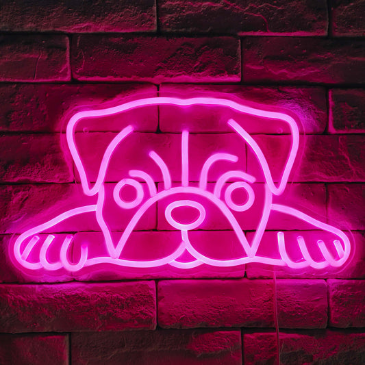 Pug Neon Signs Pug Gifts for Pug Lovers Hug A Pug Decor for Dog Owners Pug Stuff for Home Pet Shop Decor Eye-Catching Dog Sign for Room Decor