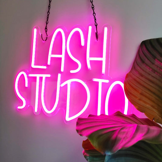 Lash Studio Neon Sign Lashes Room Decor LED Light Business Neon Signs for Lash Lounge, Beauty Salon, Office Decorations