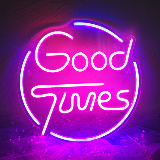 Good Times Neon Sign LED Acrylic Sign Blue Pink Neon Light LED Wall Signs USB Operated Party Lights Bar Sign Décor Game Room Setup for Teen Boys Bedroom Man Cave Sign