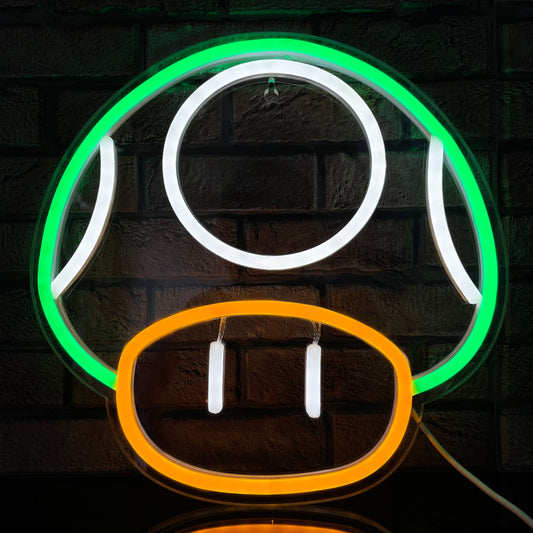 Game LED Neon Light Sign for Game Room Decor Super Mushroom NPC Wall Decor for Bedroom, Man Cave, Party, Gaming Club Neon Wall Signs (2. Mushroom-Green)