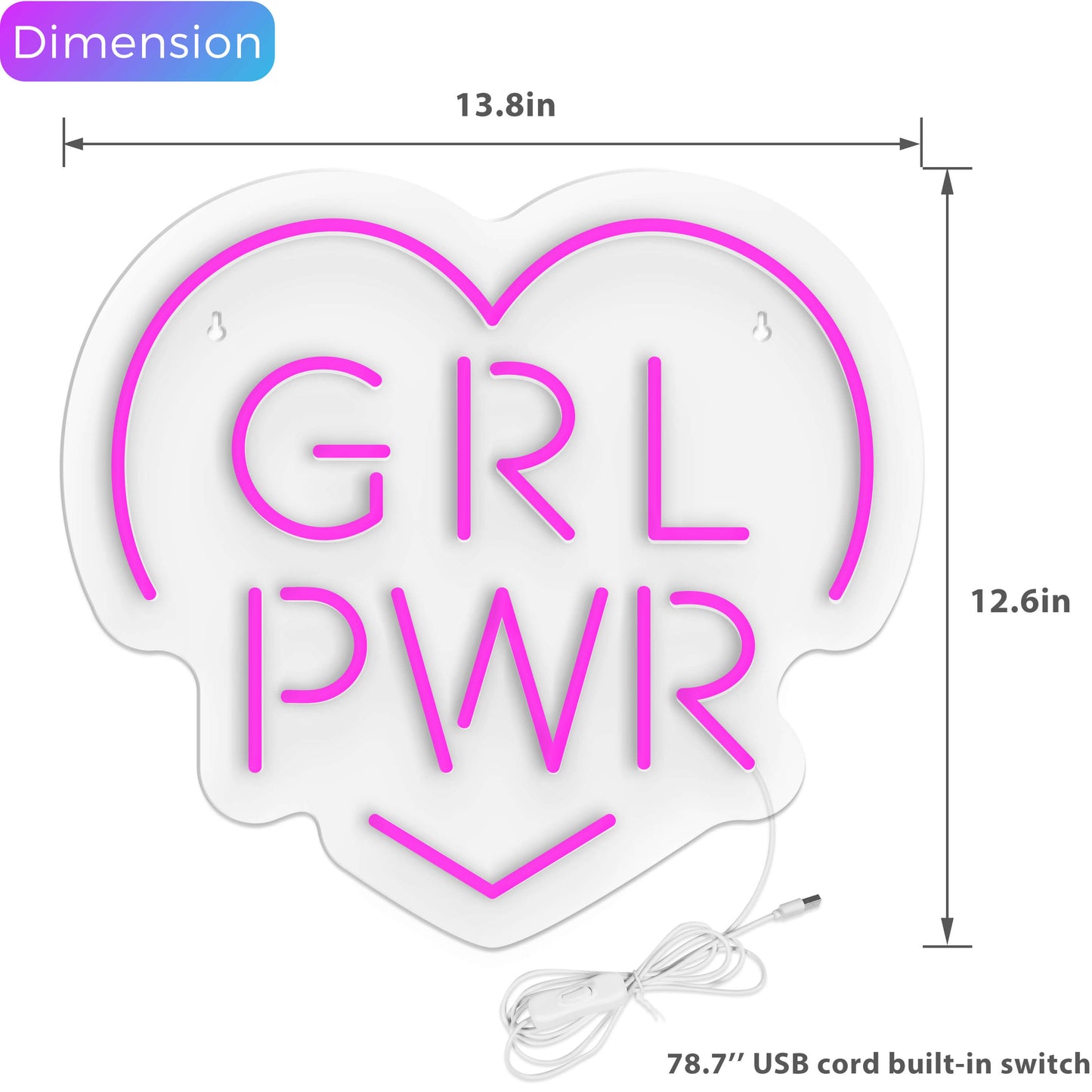 Pink Neon Signs Girl Power LED Signs Heart Shape Light Up Sign for Girls Room Decor Streamer Gamer Gaming Room Accessories Acrylic Neon Lights