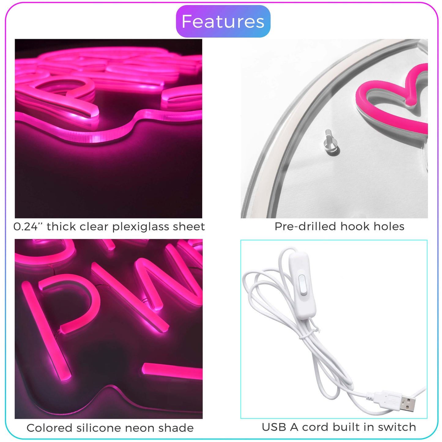 Pink Neon Signs Girl Power LED Signs Heart Shape Light Up Sign for Girls Room Decor Streamer Gamer Gaming Room Accessories Acrylic Neon Lights